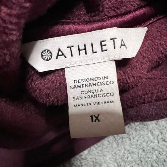 Athleta Cozy Karma Funnel Neck Sweatshirt Womens 1XL Spiced Cabernet Heather - Picture 6 of 8